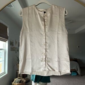 Sleeveless Cream Button-Up Top